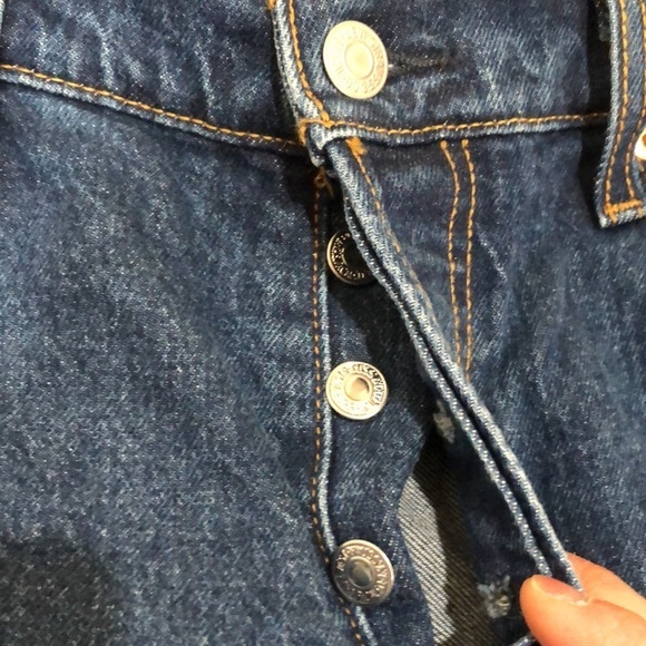 Levi’s Premium Denim Wedgie Straight Crop Leg Jeans Size 32 Dark Blue High Rise - Picture 3 of 11